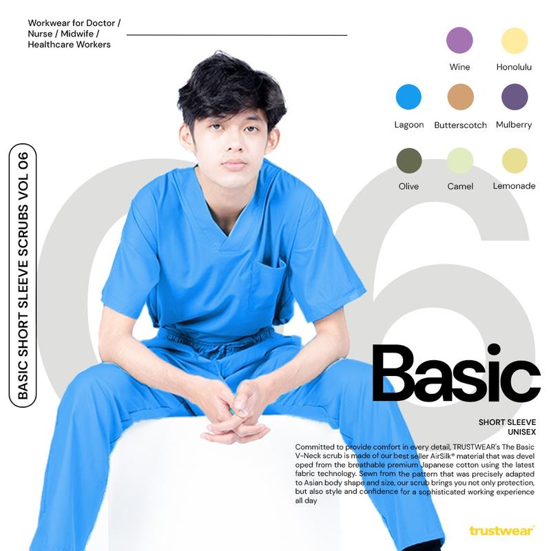 TRUSTWEAR - Basic Doctor’s Scrub / Set Baju Celana Jaga  OKA OK Perawat / Dokter Lengan Pendek VI 1