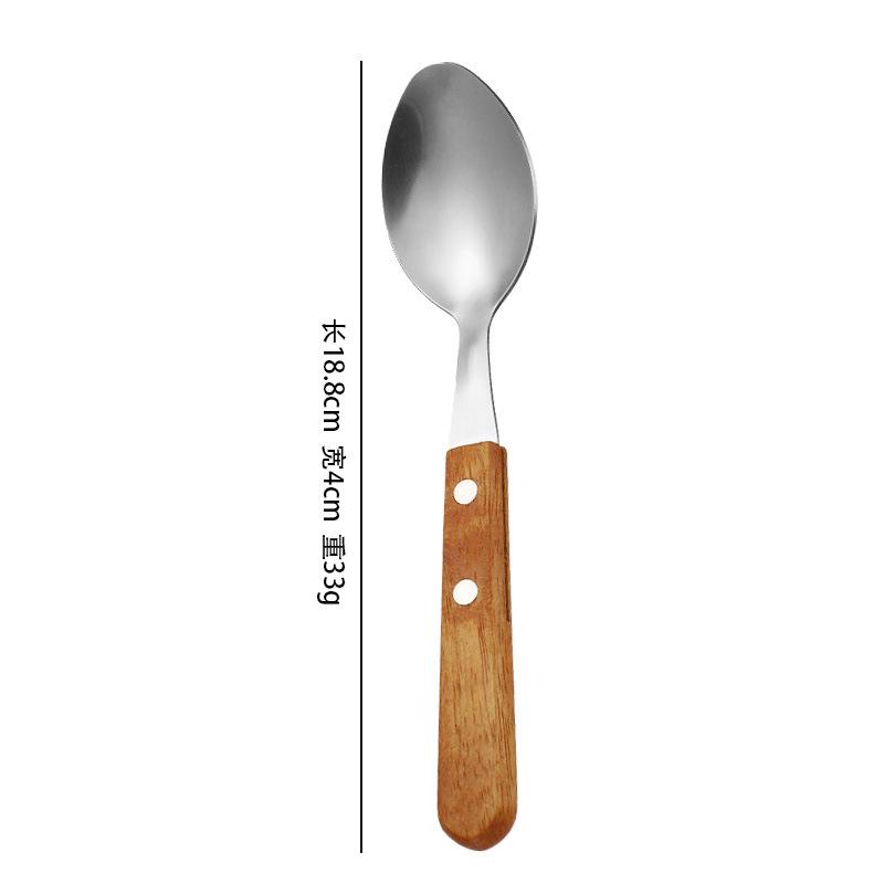 Stainless Steel Clip Handle Tableware Knife, Fork and Spoon Three-Piece Hotel Steak Knife and Fork Knife, Fork and Spoon New Creative Wooden Handle Steak Knife and Fork 7