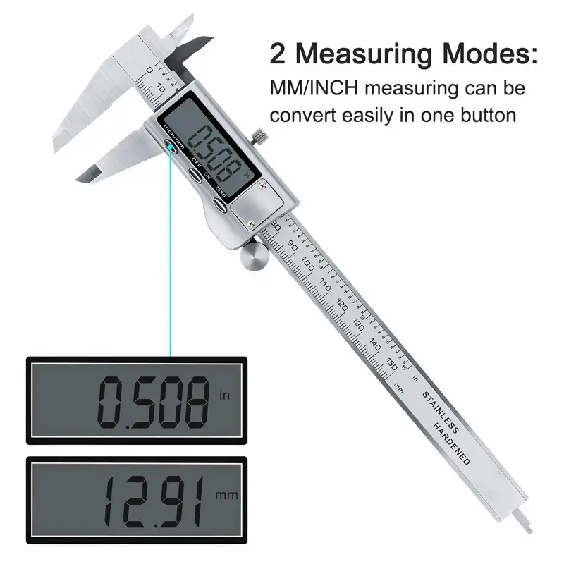 Battery Required Digital Caliper, Multifunctional Measuring Tool with Inch/mm Conversion, Durable & Accurate Measuring Tool for Professional & DIY Use 2