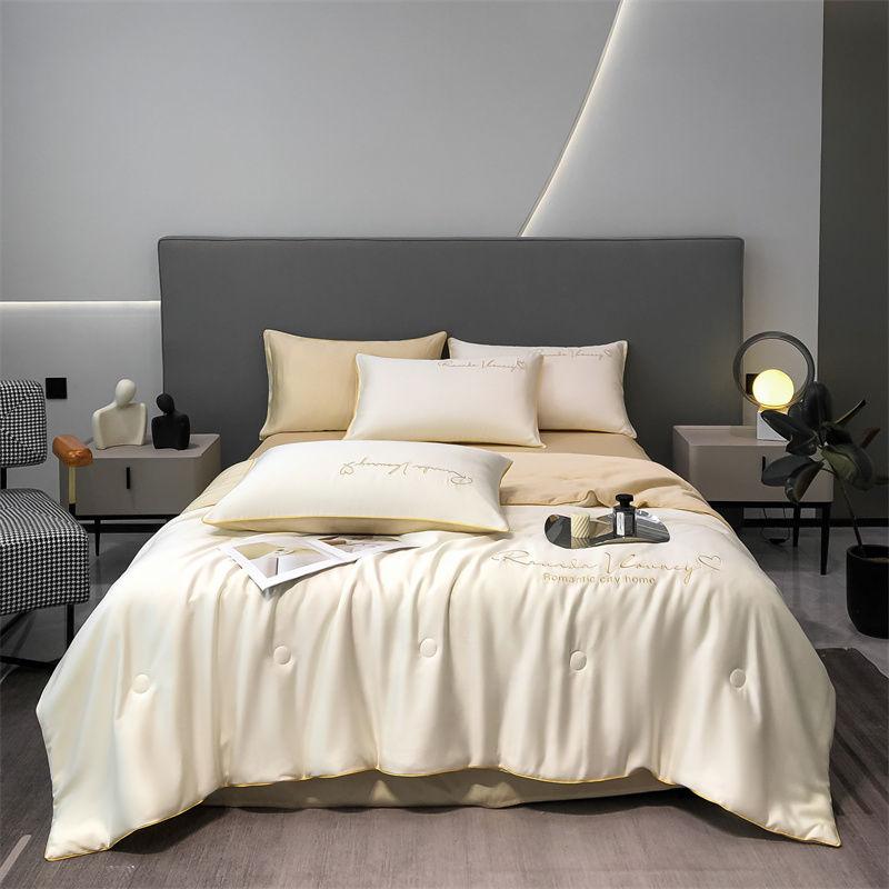 Product Introduction of 2025 Summer Washed Silk Summer Quilt Ice Silk Tencel Summer Quilt Four-Piece Set Double Machine Washable Air Conditioning Quilt Summer Thin Quilt 23