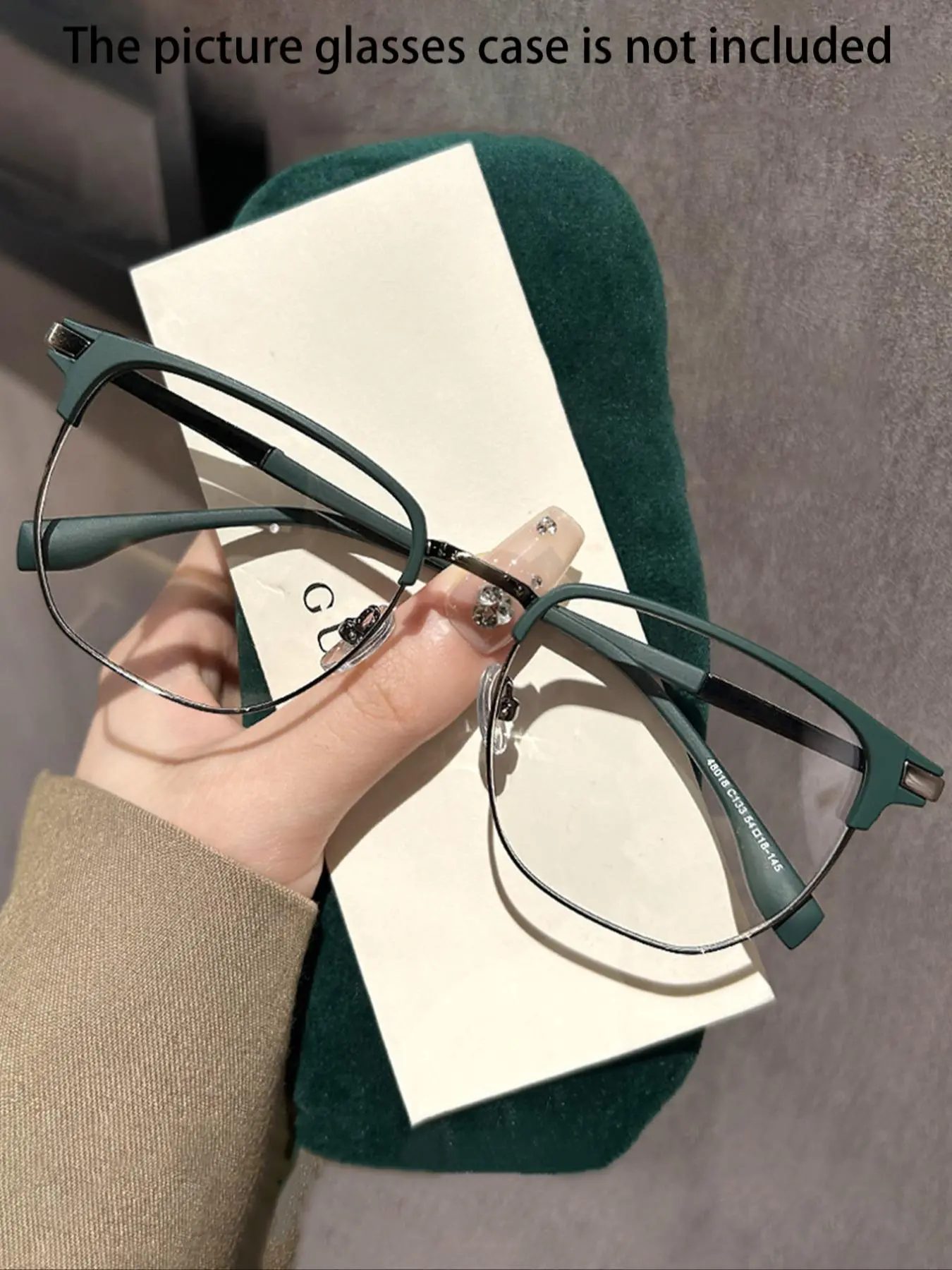 Simple Square Semi-rimless Frame Eyeglasses for Women & Men, 1 Pair Fashion Eyeglasses for Work, Daily Clothing Decor, Perfect for Student Daily Use