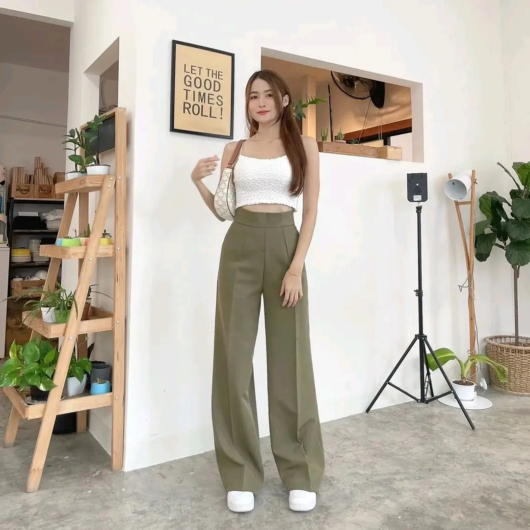 loosepants trousers basic - celana kerja wanita - kulot Highwaist Panjang