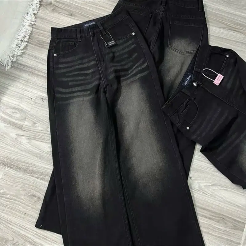 QUẦN JEANS SUÔNG [ ĐEN TUYỀN] CHẤT XỊN CÓ CHUN SAU bigsize 55-70kg 3