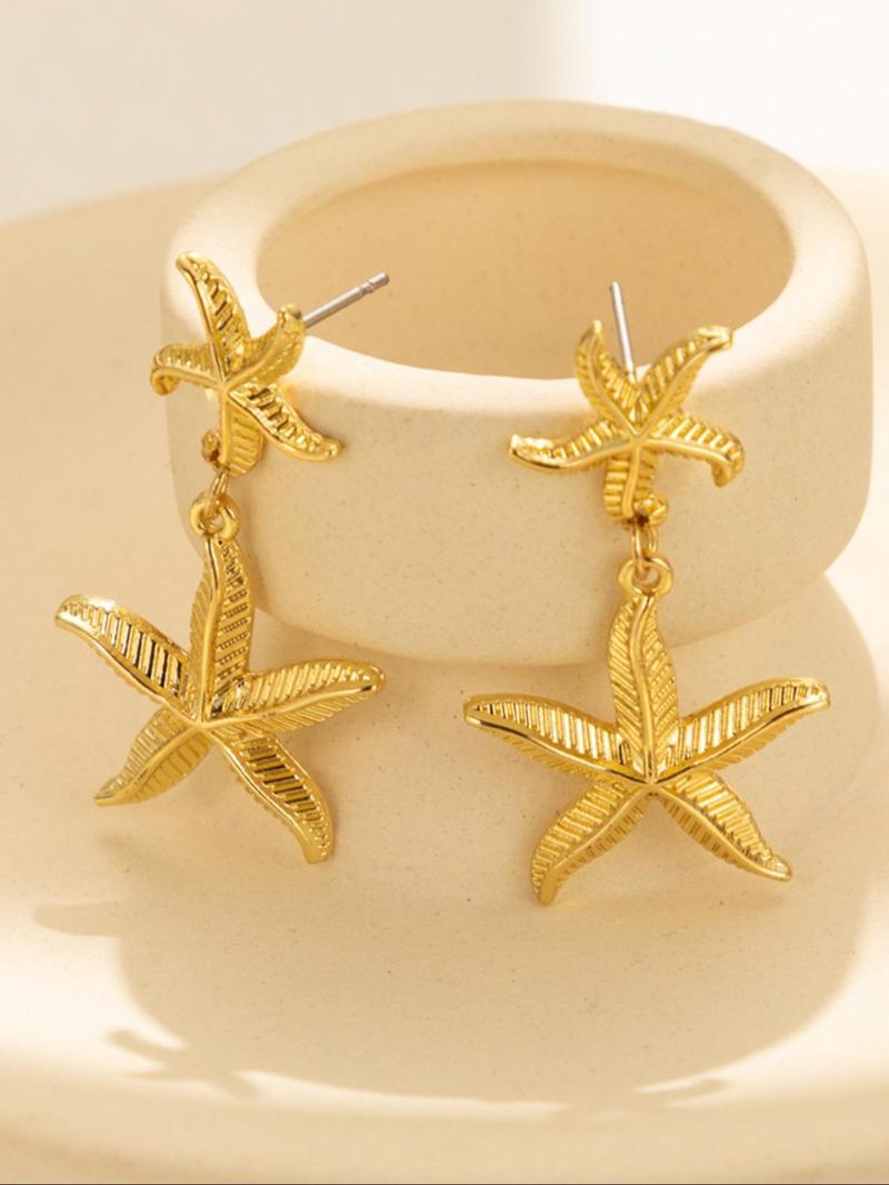 Product Introduction of Starfish Design Dangle Earrings, Fashionable Jewelry for Women, Daily Clothing Decor, Trendy All-match & Exquisite Jewelry for Birthday Gift 4
