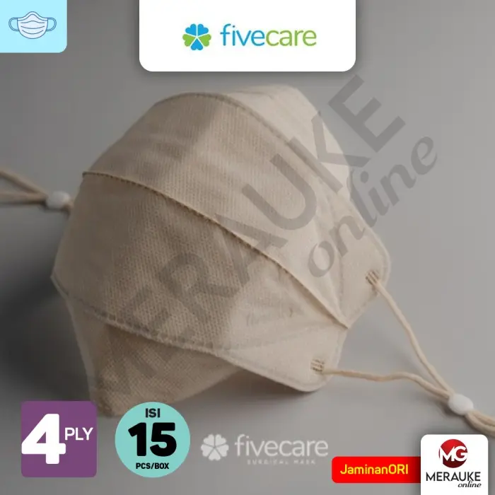 Masker FIVECARE 4D Earloop Surgical 4 Ply The Basic Series Box isi 15s 4