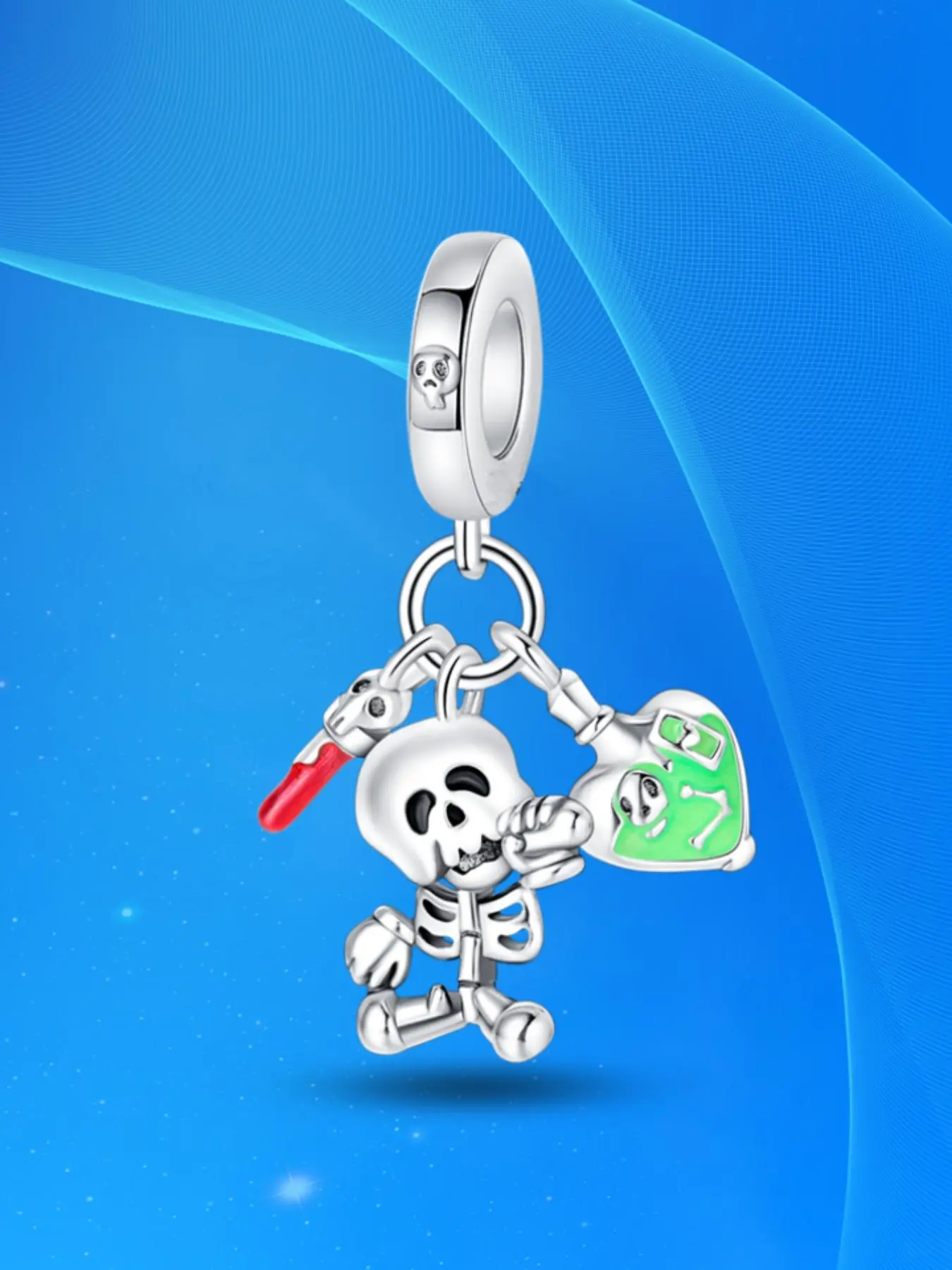 Skull & Heart Design Pendant, Fashionable Charm for Bracelet & Necklace, Trendy All-match & Exquisite Jewelry for Birthday Gift As Halloween Gift