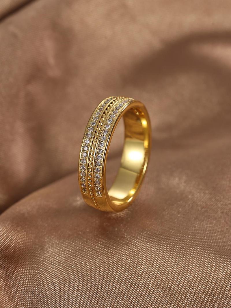 Product Introduction of Luxury Artificial Zircon Decorated Metal Ring, Fashion Party & Wedding Jewelry Accessories for Women, Elegant All-match Fashion Accessories for Daily Wear 11
