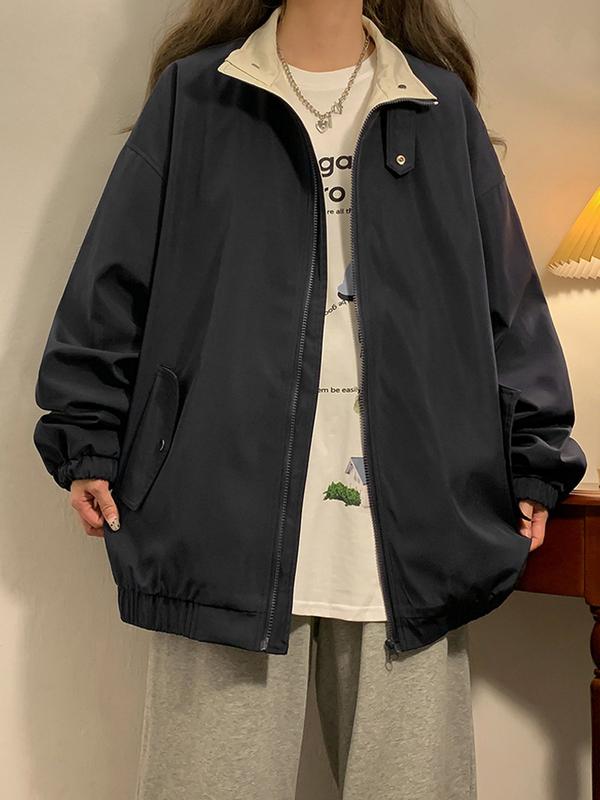 Áo Khoác dù Áo Gió Nam Nữ Form Rộng Cúc Bấm Cổ Áo Khoác Dù Thu Đông 2 lớp Chống Nước Chống Bụi thời trang Hàn Quốc Top Jacket