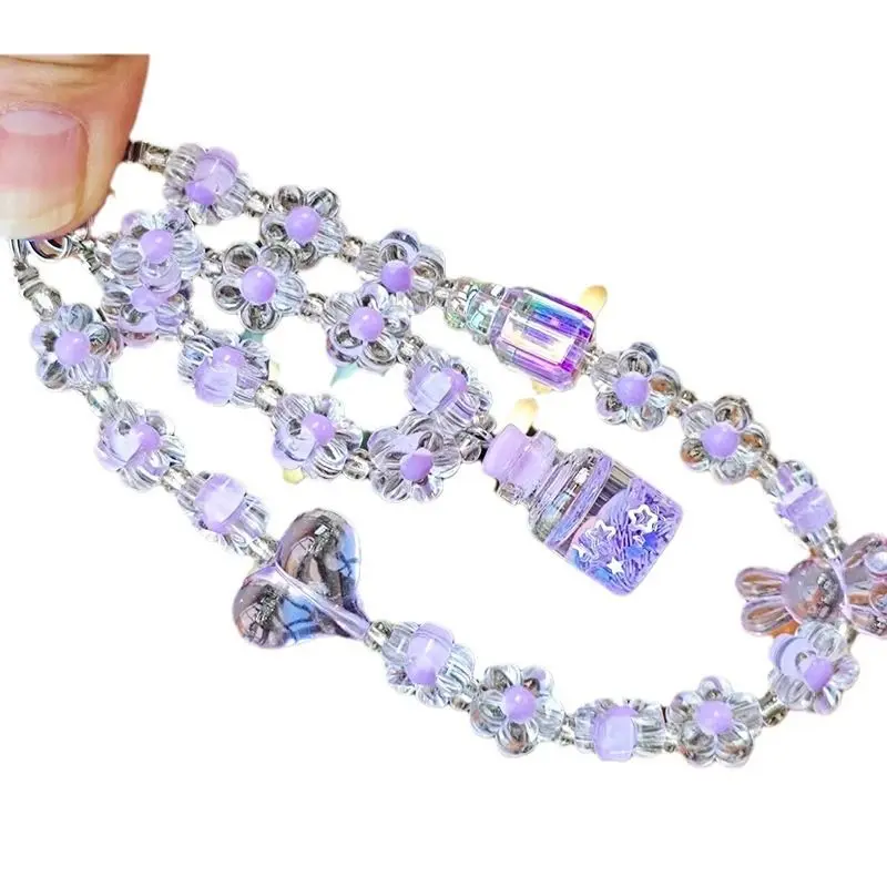 Ốp Điện Thoại Di Động Hạt Charm Hoa Hướng Dương Pha Lê Hai Lớp, Thiết Kế Chai Kim Sa, Thích Hợp Cho Điện Thoại Di Động, Dây Đeo Buộc, Mặt Dây Chuyền Ốp Điện Thoại, Vòng Tay Chống Rơi Hàng Mới Về 4
