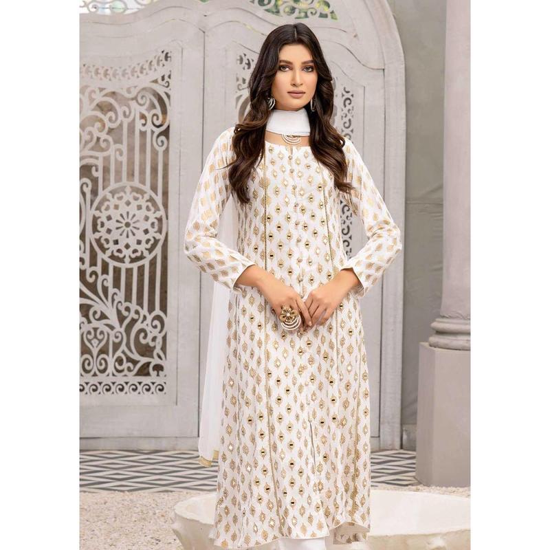 HK59 Sheesha - White Linen Mother & Daughter Mirror Suit 4