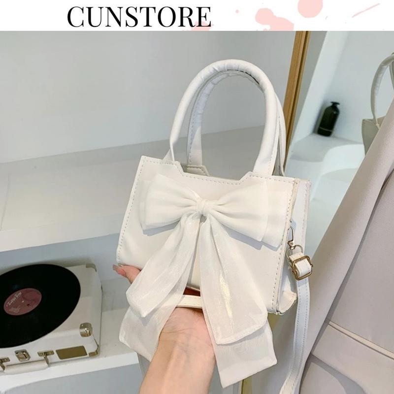 Túi Xách Nữ Cunstore Hai Quai Đính Nơ Xinh Xắn Dễ Thương Đeo Chéo Đeo Vai Bag Đinh TDC240