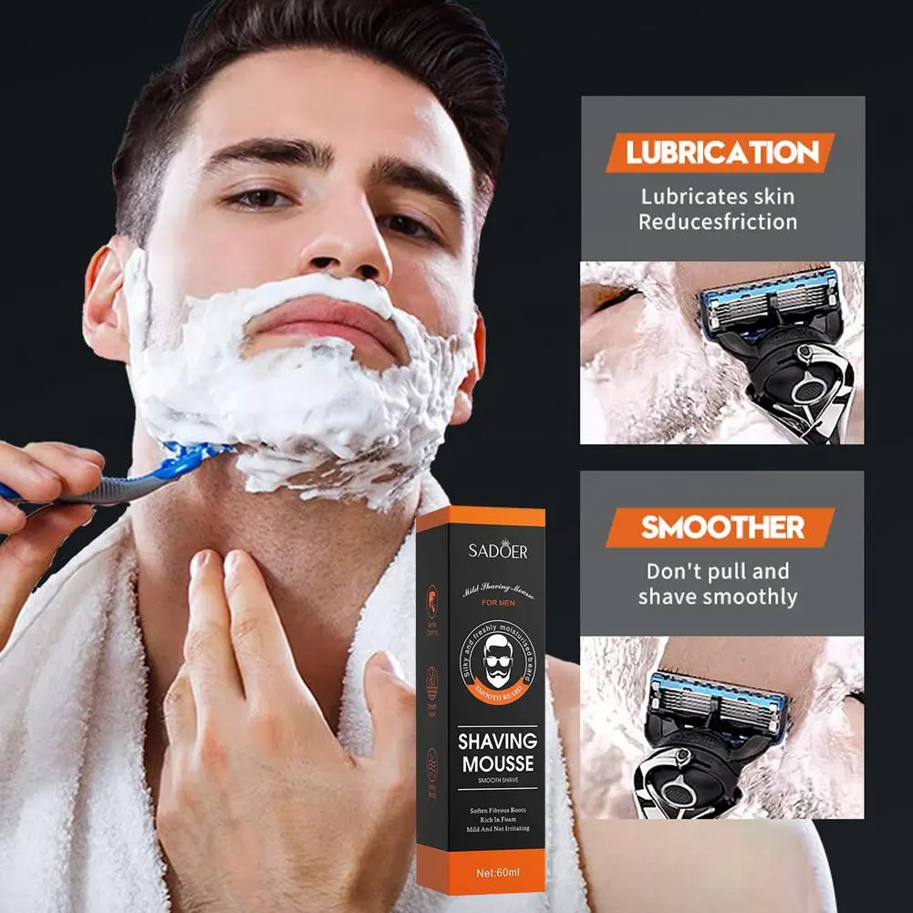 Men Shaving Mousse Softens Fibrous Roots Rich In Foam Men Shaving Cream 60ml