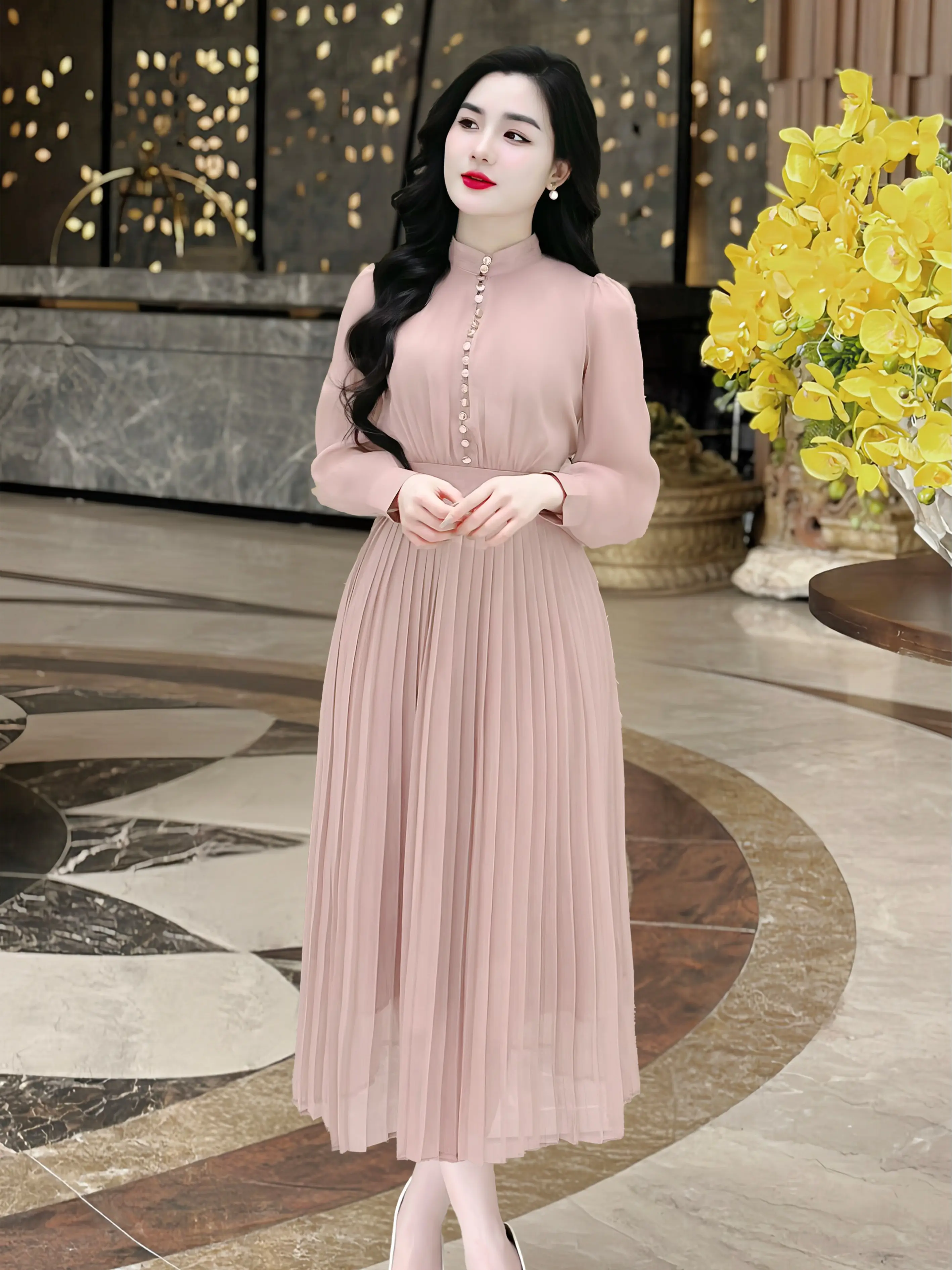 [MIỄN SHIP] MDU1375 Váy Tơ Óng - Dáng Vẻ Sang Trọng Đầy Lôi Cuốn Dành Cho Nữ Women  Dress Ong