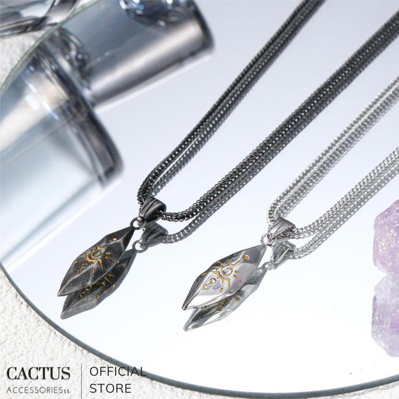 Dây chuyền Đá họa tiết Mặt Trời cổ điển vòng cổ đá thiên thạch Unisex nam nữ Thép titan không gỉ - Cactus Accessories