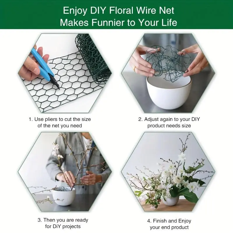 Decorative Garden Mesh Roll, Waterproof Hexagonal Chicken Wire Mesh Roll, DIY Handmade Iron Mesh for Flower Arrangement & Wedding Decoration 2