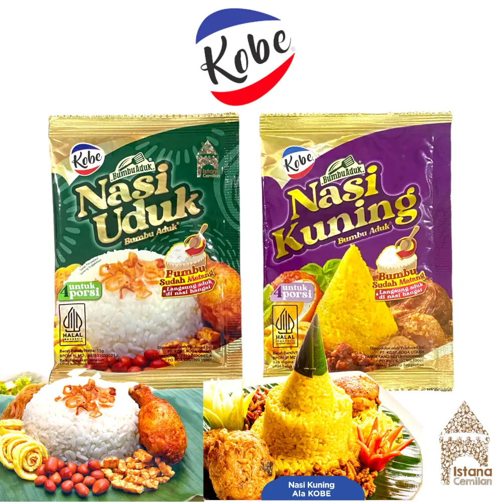 Kobe Nasi Uduk / Nasi Kuning Bumbu Aduk Instan Tinggal Diaduk Dengan Nasi Panas