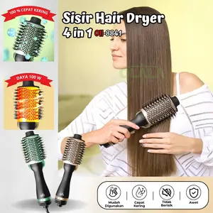 【COD】Sisir Roller Hair Dryer Rambut 4 in 1 Sisir Pengering, Pelurus & Curly Rambut Elektrik Volumizer Curler Comb Original Dual Voltage OLL-BT8841