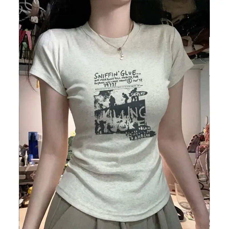 Áo Thun Mỏng Ngắn Tay, Chất Liệu Cotton, Áo In Hình Mùa Hè Mới 2