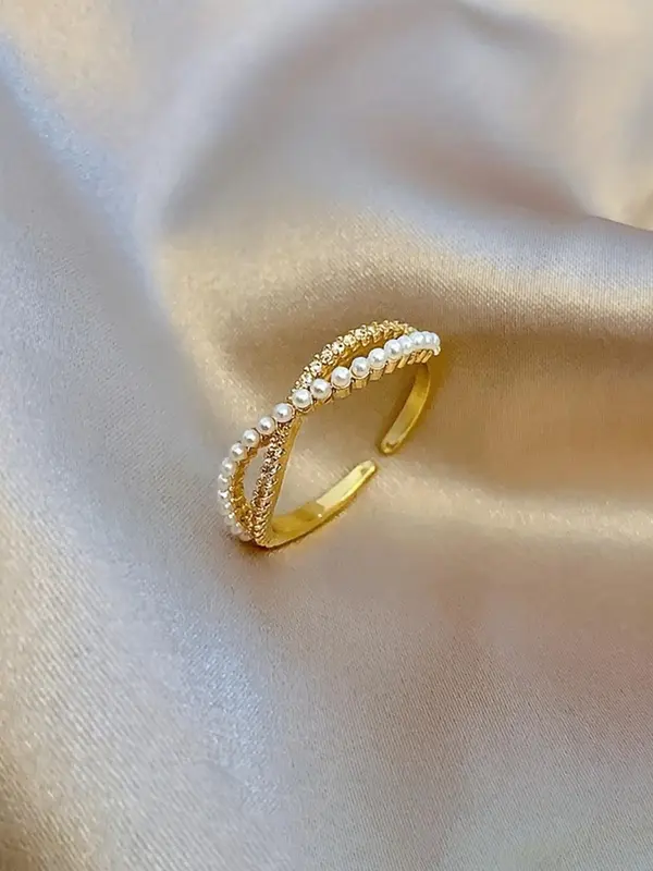 Women's Elegant Criss Cross Design Ring, Exquisite Trendy Ring, Fashionable Jewelry for Women As Gift for Daily & Party Decoration 0