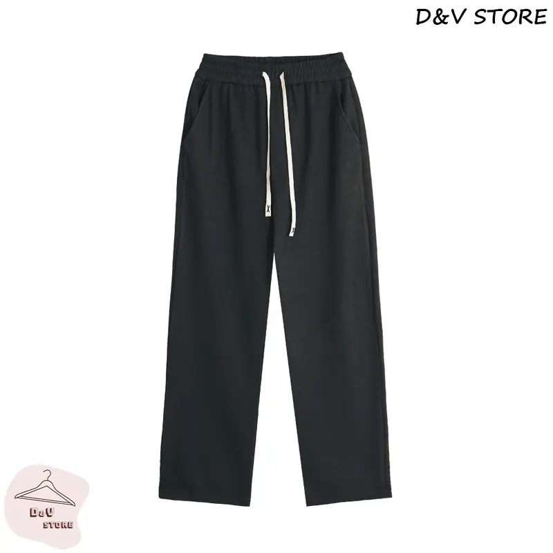 Quần Suông Ống Rộng Nam Nữ Vải Tăm (hơi mỏng) Cạp Cao Tôn Dáng Menswear 1