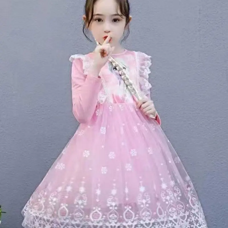 Váy Lolita Công Chúa Elsa, Dành Cho Bé Gái, Tay Áo Dài, Cổ Tròn, Váy Phồng Lưới, Thích Hợp Cho Mùa Xuân Và Mùa Thu 2