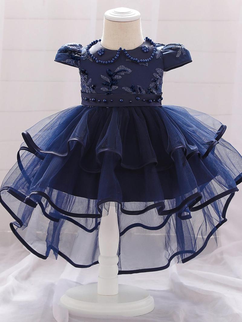Product Introduction of Baby Girl's Contrast Sequins Puff Sleeve Tulle Dress, Cute Elegant Princess Dress for Party Birthday Festival, Infant Toddler Kids Clothes for All Seasons 4