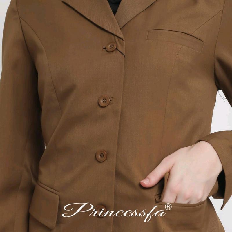 baju kerja wanita/ pakaian kerja kheki tua wanita/ stelan baju kerja coklat tua rok A 3