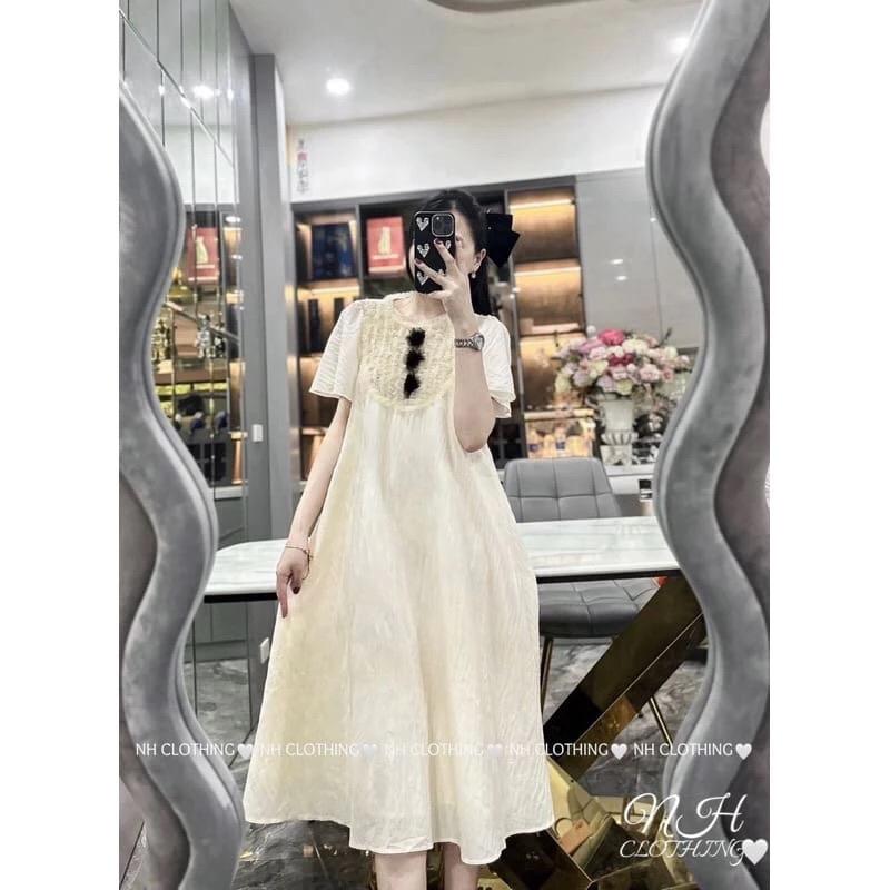 ￼Váy bầu xinh, đầm bầu thiết kế dáng babydoll phối ren hoa ngực tay tiên, lót lụa mềm mại váy tiểu thư nhẹ nhàng