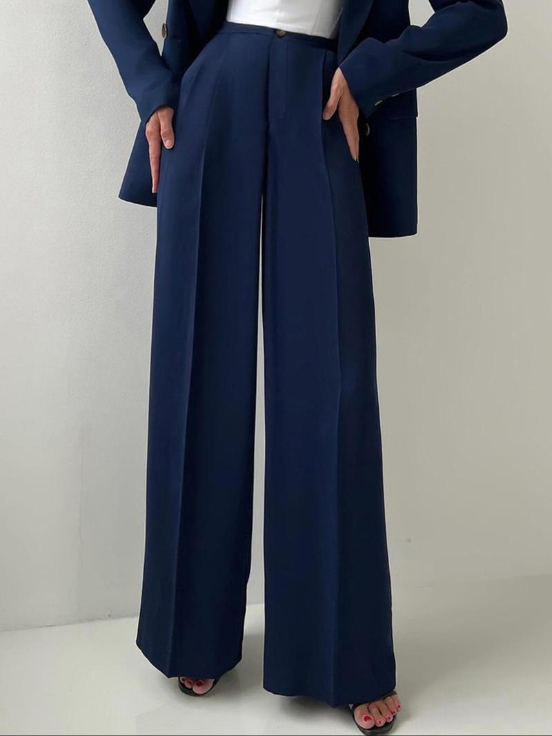 Product Introduction of Women's Solid Color Wide Leg Pants, Casual Comfy Trousers for Work Office Business, Ladies Bottoms for Fall & Winter 1