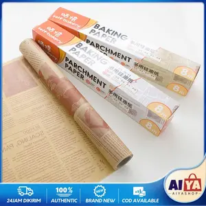 8M Baking Paper Motif Koran Cooking Paper Newspaper Vintage Kertas Baking Kertas Roti Kue Tart Panggang Anti Lengket Food Grade