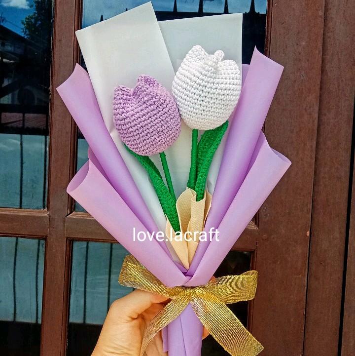 Custom Buket Bunga Rajut 2 Tulip | Crochet Flower Bouquet 3