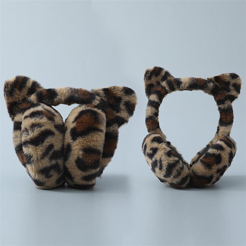 Women's Fur Winter Warm Cat Glittering Sequins Soft Fluffy Earmuffs 4