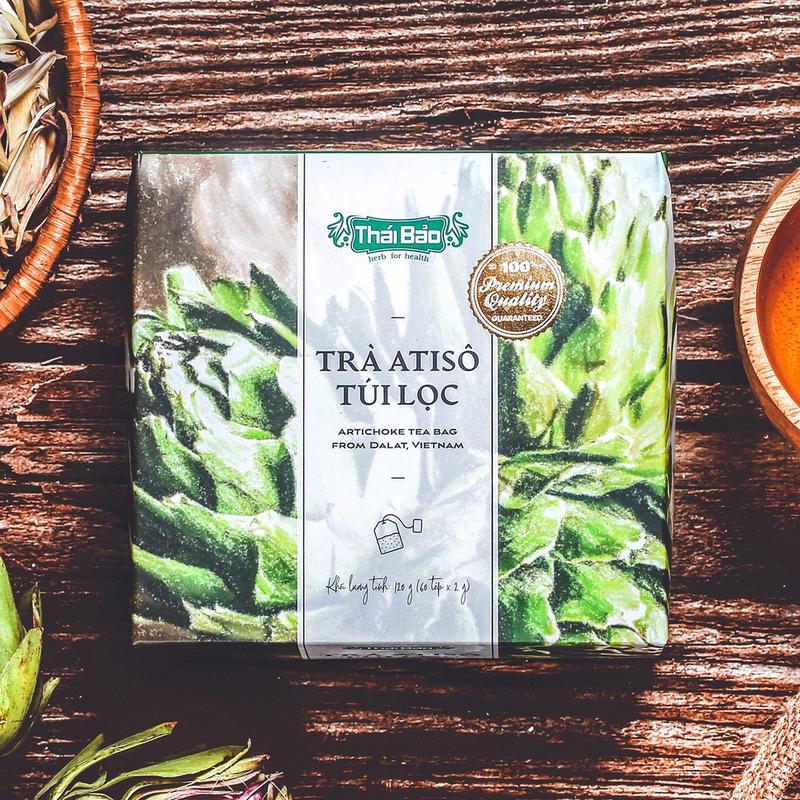 Trà atiso túi lọc Langfarm x Thái Bảo - Thảo mộc cho sức khoẻ, thơm dịu vị thiên nhiên, sản xuất tại Đà Lạt - Mẫu pastel art 60 tép