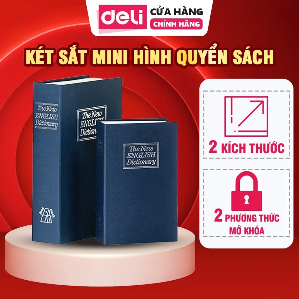 Két sắt mini hình quyển sách có khóa Deli Hộp Đựng tiền  Làm Trang Trí Decor Bảo Vệ Tài Sản An Toàn Bảo Mật Cho Gia Đình