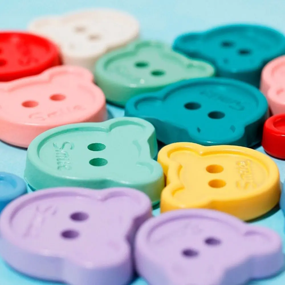 cenne 2025 Cute Little Bear Buttons DIY Colorful Garment Ornaments Plaid Plastic Sewing Accessories