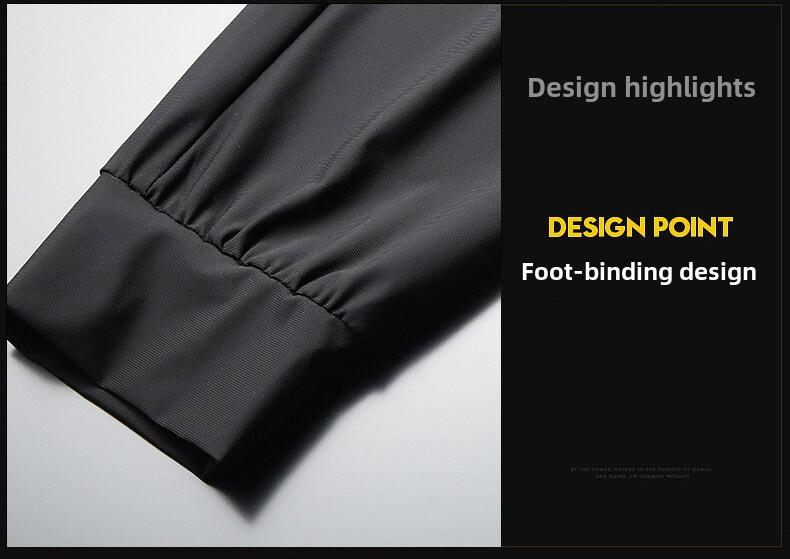 Product Introduction of Men's ice silk casual pants, summer lightweight loose large size quick-drying sports pants, men's trend slim-fit straight-leg long pants 5