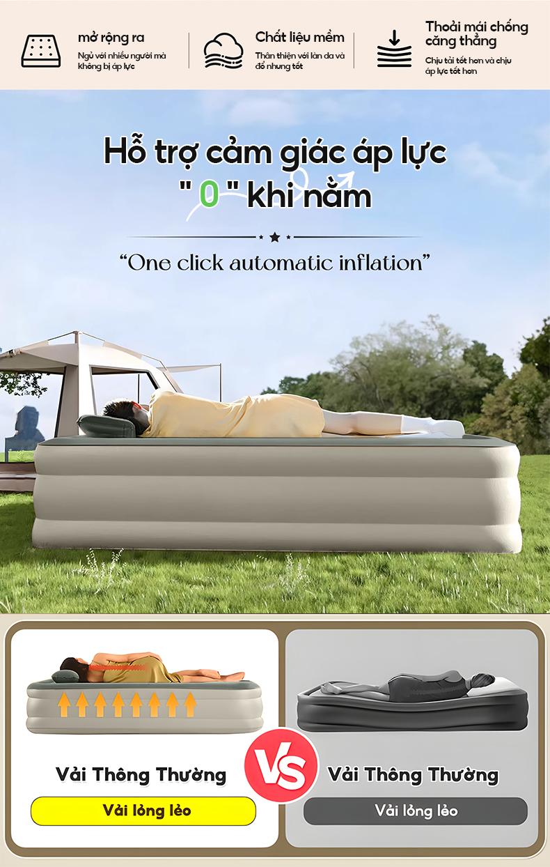 Product Introduction of 【Xanh lá cây】Giường Hơi Tự Bơm MODOFO, Độ Dày 40cm, Kèm Gối Và Bơm Điện, Dùng ở Nhà hoặc Đi Cắm Trại 42