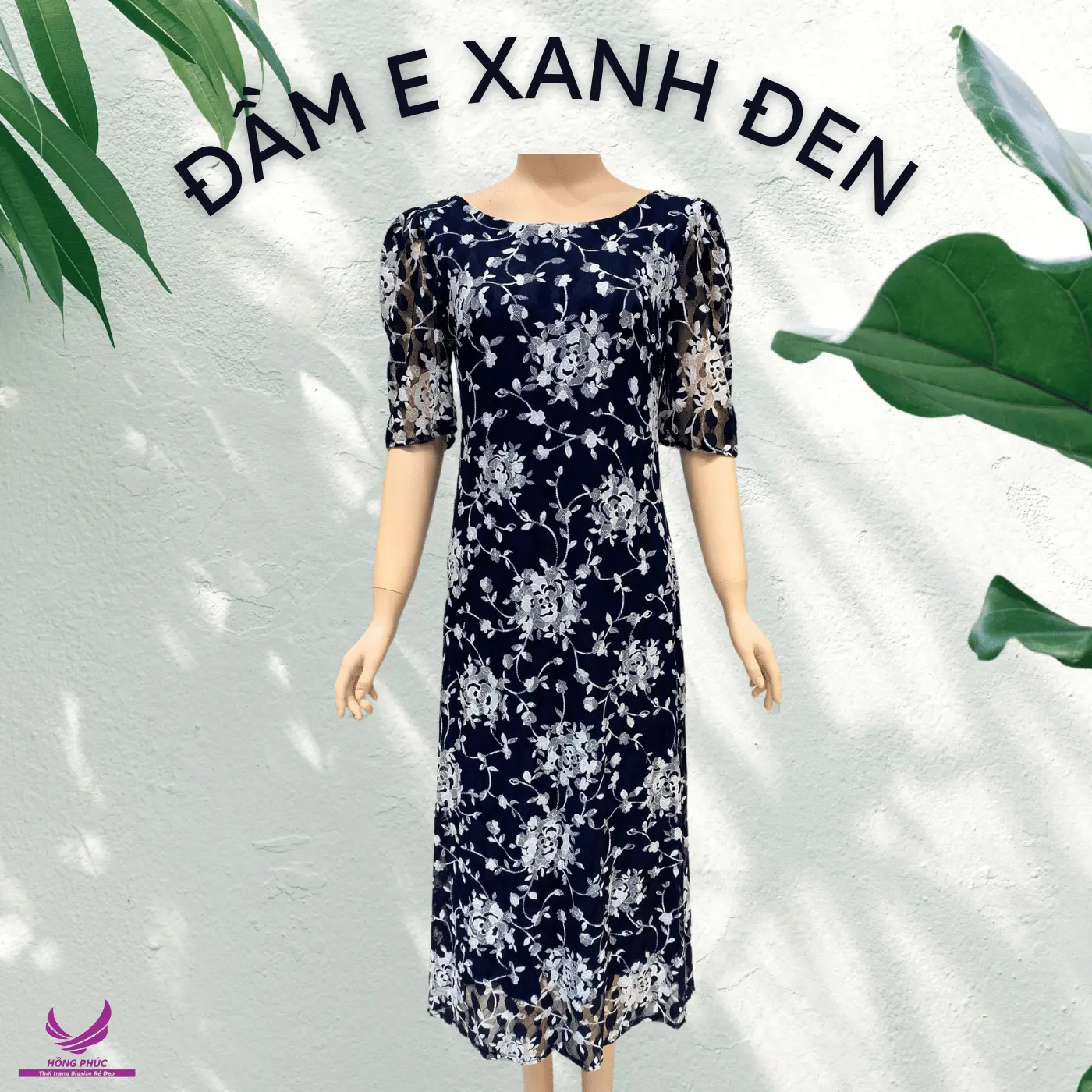 Đầm dự tiệc trung niên bigsize dáng xòe (50-87kg) - Bigsize Hồng Phúc