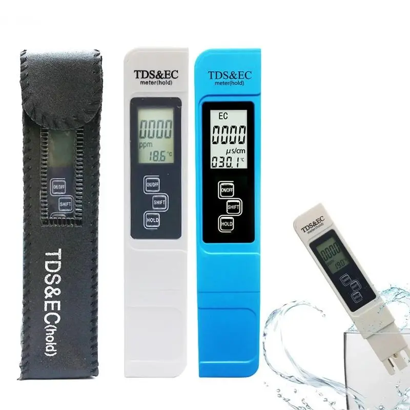 TDS EC Temperature 3in1 Water Tester LED Display Water Quality Monitor Testing Pen for Drinking Water Fertilizer Concentration