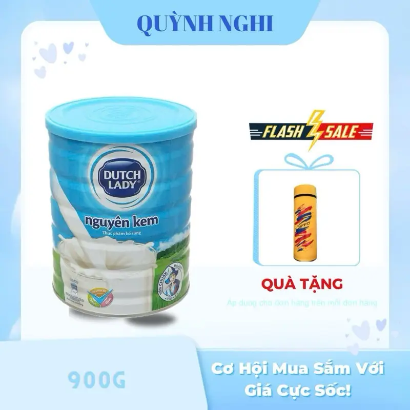 (Tặng bình thuỷ tinh cao cấp) sữa bột Hà Lan Dutch Lady Nguyên Kem 850g - cho người lớn Milk