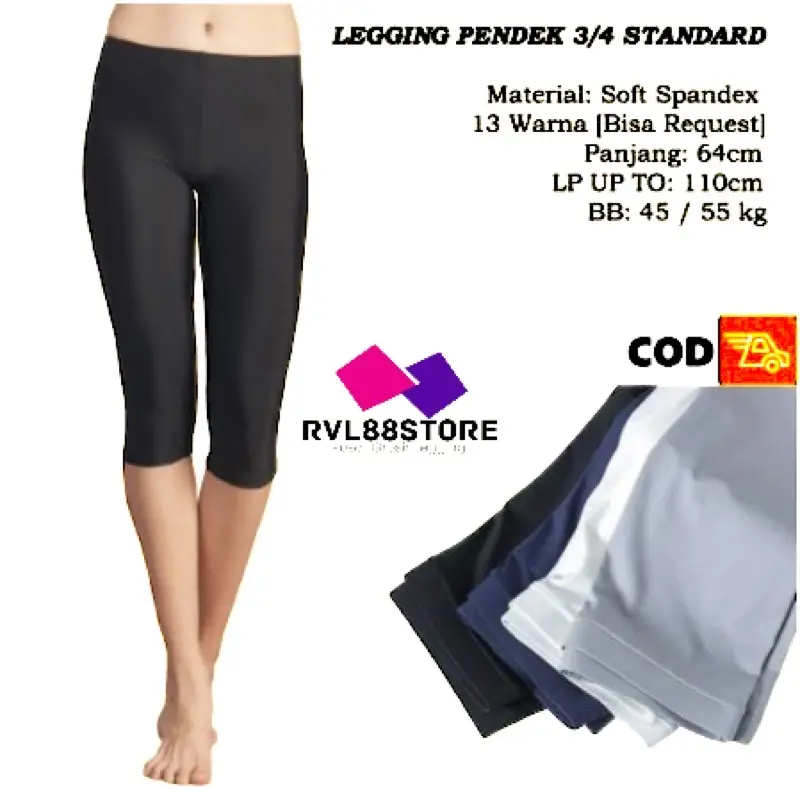 Legging pendek 3/4 Standart - Legging Spandex Licin Fit Lembut Nyaman Wanita 3