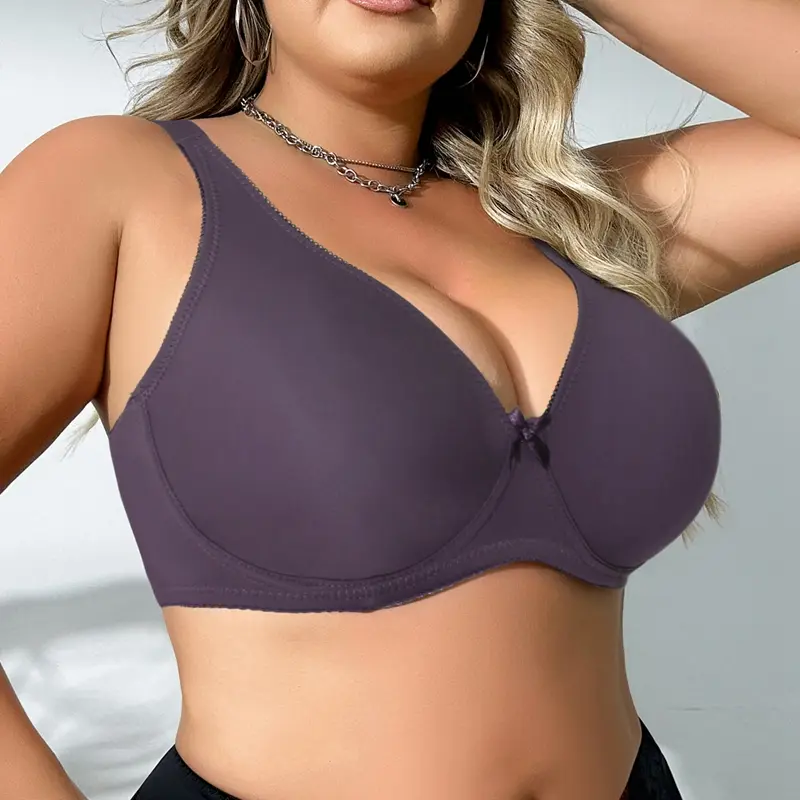PLUSGALPRET Woman Plus Size Bra with Wire Unlined Thin Breathable Lingerie 38C 40C 42C 44C 38D 40D 42D 44D 46D 48D-3069