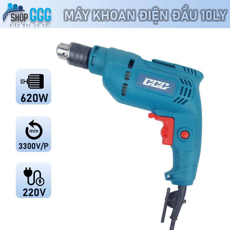 Máy khoan điện cầm tay đầu 10ly | Công suất 620w có điều tốc đảo chiều dùng khoan sắt khoan gỗ bắn vít tôn vn gỗ