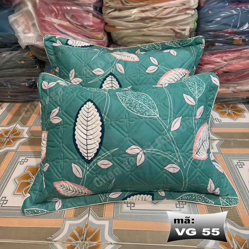 Vỏ gối trần bông dày dặn Bảo Đức Bedding 45x65cm mẫu 2 trần ếch xanh 3
