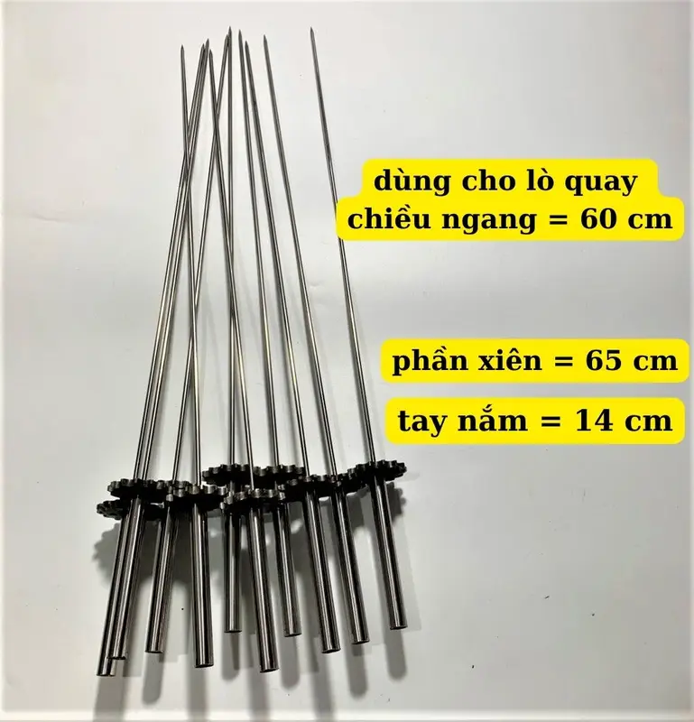 Xiên inox nướng thịt có bánh răng cho lò quay 0