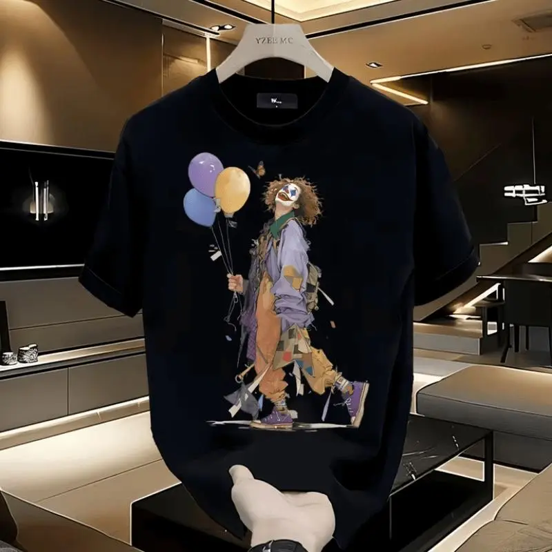 American Joker Pattern Printed Short Sleeve T-shirt Trendy Style 200g Heavy Cotton Men's and Women's Short Sleeve Fashion Cartoon Animation T-shirt Bulat Combed Fit Kaos 3