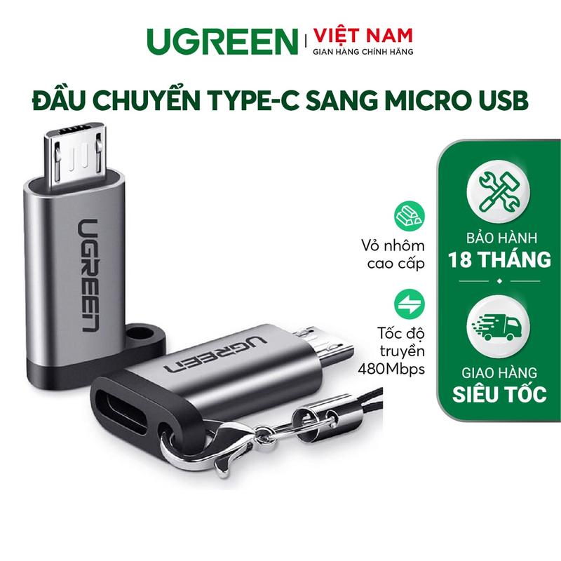 Đầu chuyển cổng Type C sang cổng Micro USB UGREEN US282 | Sạc và đồng bộ hoá dữ liệu | Bảo hành 18 tháng 1 Đổi 1 | 50590 | Phụ Kiện Sạc Điện Thoại 