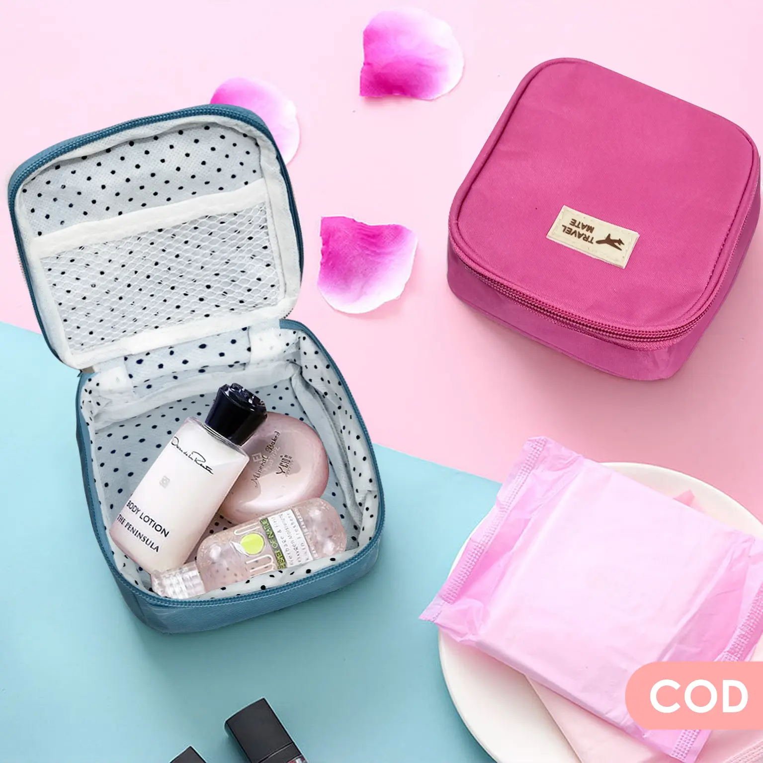 HAMPERS KADO.ID Mini pouch travel mate tas make up mini pouch kosmetik kecil travel organizer tas make up korea dompet pembalut wanita hitam