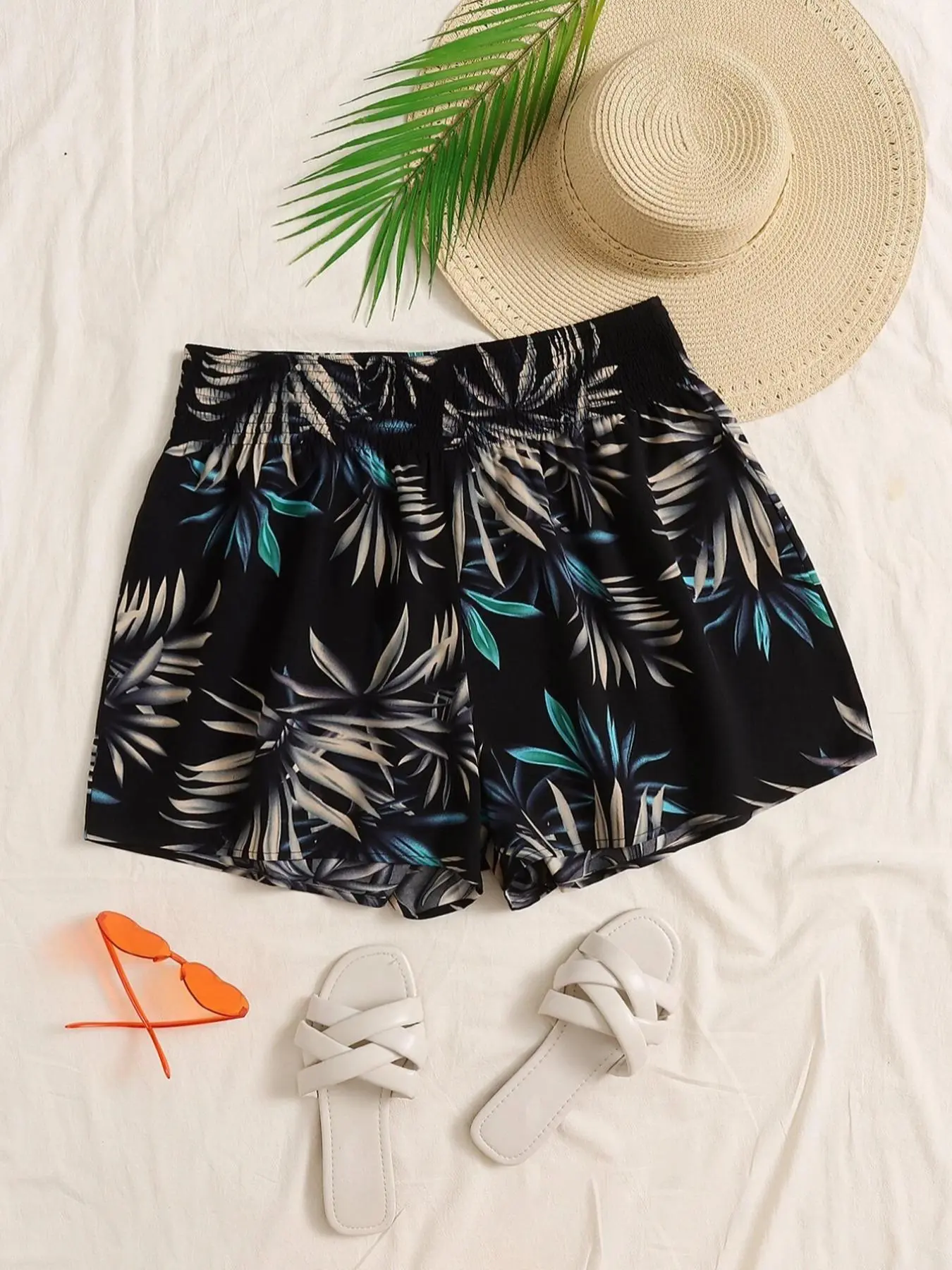 Women's Plants Print Shorts, Casual Boho Shorts for Beach Vacation Holiday, Ladies Bottoms for All Seasons