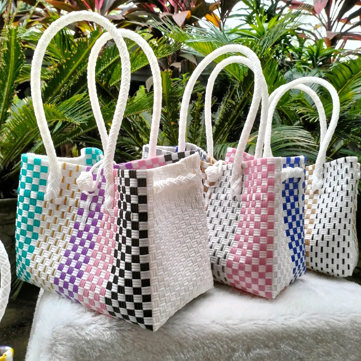 Paket Usaha Tote Wanita Anyaman - 3 Tas dengan Motif Berbeda - Totebag